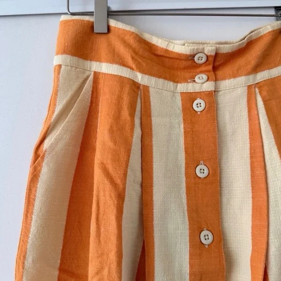 Ace & Jig Orange and Cream Striped Button-Front A-Line Skirt NWT small - Picture 3 of 4